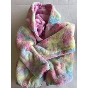 Rothschild Fleece Plush Coat Jacket Size 7 Rainbow Tie Dye Soft